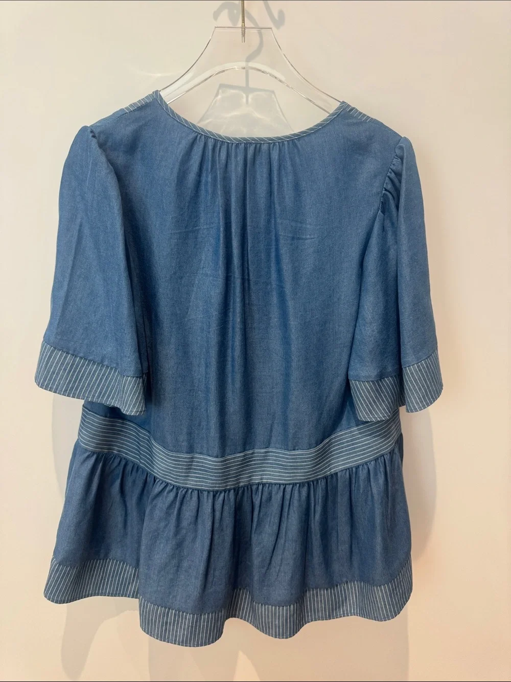 kate spade Blue Striped Denim-Effect Peasant Tunic